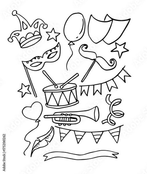 Obraz  princess doodle set hand drawn sketch vector illustration