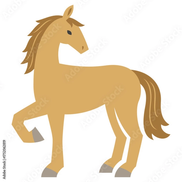 Fototapeta 振り返る茶色い馬のイラスト