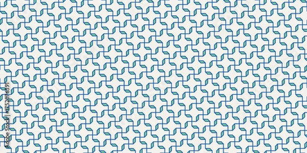 Obraz Seamless Layered Geometric Woven Pattern. Modern vector background with interlocking lines and hexagonal symmetry, perfect contemporary textiles. Blue teal 051