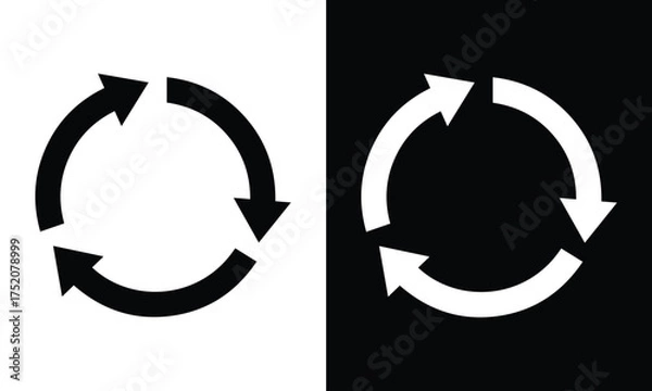 Fototapeta 矢印　ループ　アイコン　素材　あしらい　パーツ　サイン　連続　サイクル　更新　巻き戻し　入れ替え　ぐるぐる　リセット　リピート　リバース　交代　無限ループ　同期　輪　回る　丸　シンプル　白背景　透過 (Arrow Loop Icon Material Decoration Parts Sign Continuous Cycle Update Rewind Swap Round and Round)