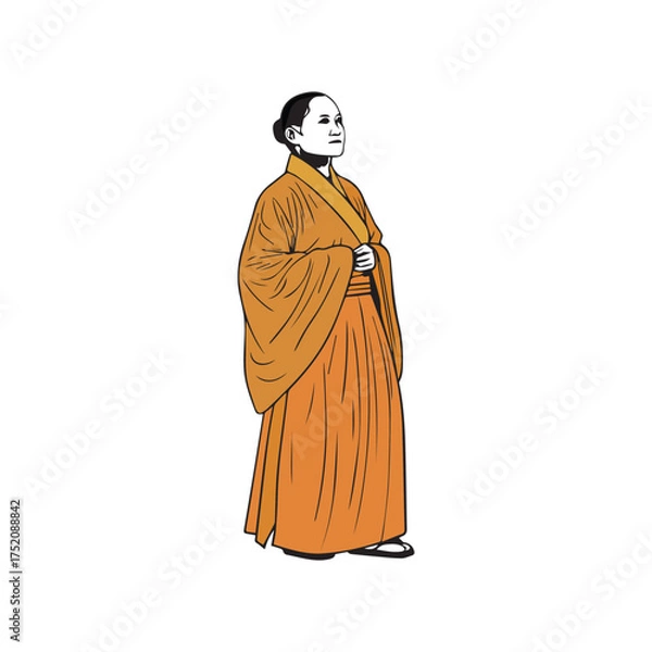 Obraz create a vector style simple kathina robe offeringwhite background.
