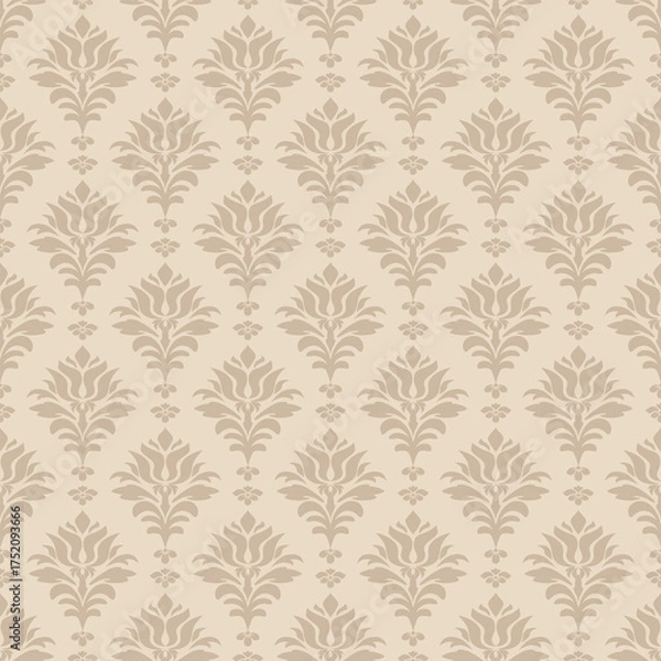 Fototapeta Vintage damask seamless pattern, elegant damask pattern vector wallpaper, classic damask pattern vector for Wallpaper, Fabric, Branding, Packaging, Invitations, Wedding, luxury design.