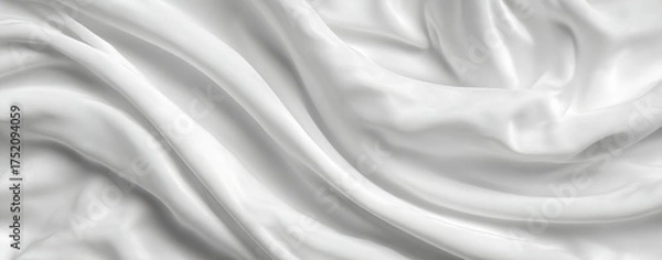 Fototapeta White fabric with a wave pattern. The fabric is smooth and silky. The wave pattern is subtle and elegant