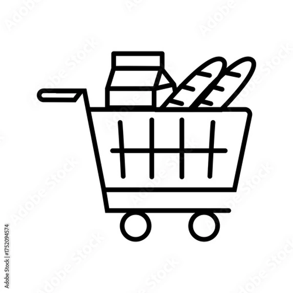 Fototapeta grocery Shopping and Commerce Line Icons Collection