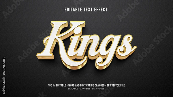 Fototapeta kings editable text effect 3d