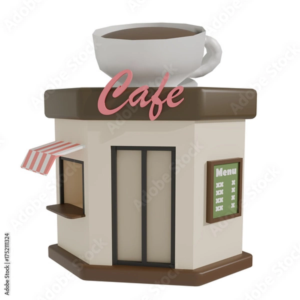 Fototapeta 3d render illustration of Coffee shop