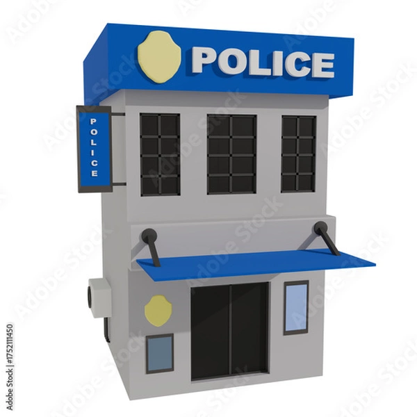 Obraz 3d render illustration of Police Station
