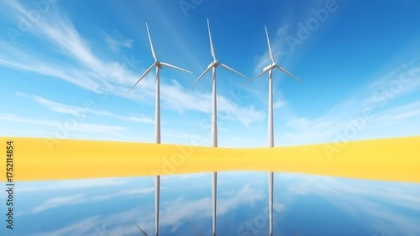 Fototapeta Windmill under blue sky and white clouds