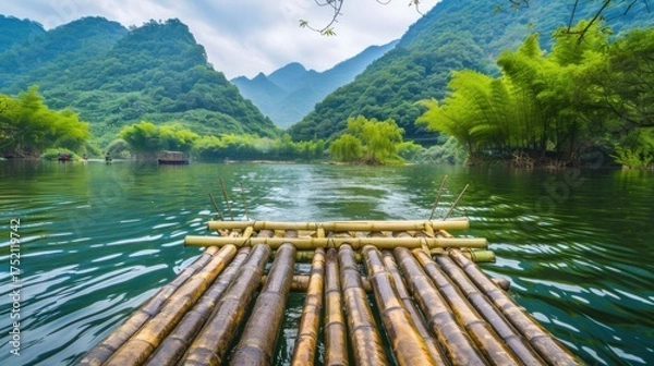 Fototapeta Summer & Spring Water Landscapes: Wooden Boats, Dock Reflections, and Forest Bridges Over Lakes, Rivers & Ponds
