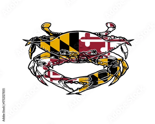 Obraz Maryland Flag Crab Emblem Design logo illustration isolated on a transparent background