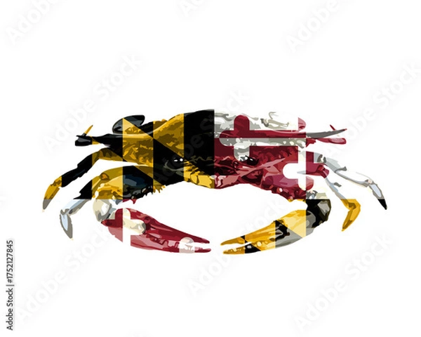 Obraz Maryland Flag Crab Silhouette Vector Art crustacean seafood isolated on a transparent background