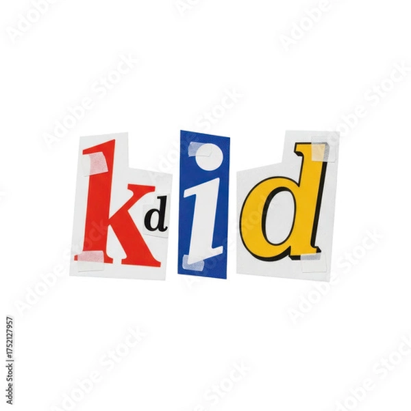 Obraz Creative ransom note style text spelling out the word KID, perfect for playful design projects and marketing needs