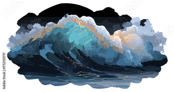 Fototapeta Digital art illustration of a large ocean wave