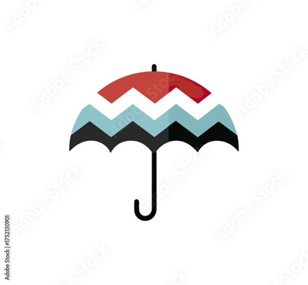 Fototapeta Decorative umbrella design with red and blue patterns on black background