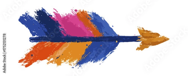 Fototapeta Colorful painted arrow on black background direction concept