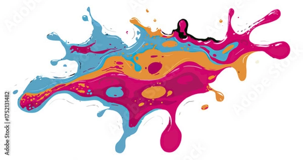 Fototapeta Abstract colorful paint splash on black background