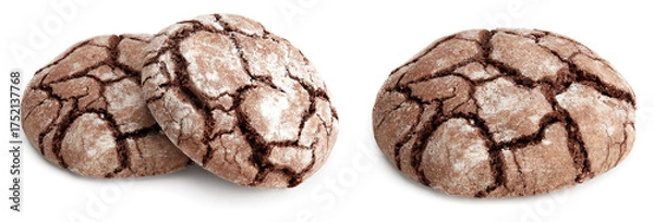 Obraz Chocolate brownie cookie isolated on white background. clipping path