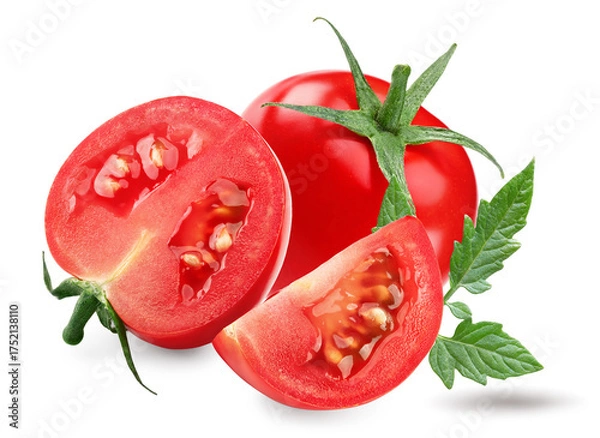 Fototapeta piece of fresh tomato isolated on white background. clipping path