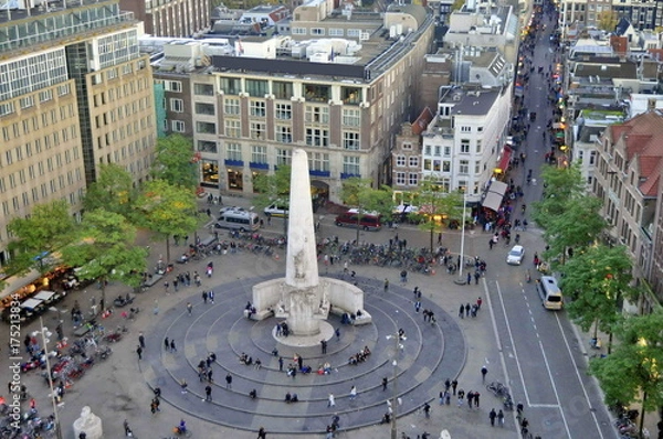 Obraz Aerial View of Dam Square in Amsterdam, Netherlands