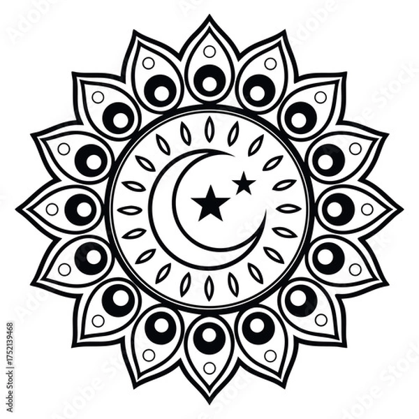 Fototapeta Isra & Miraj Day black color design, solid white background (8).eps