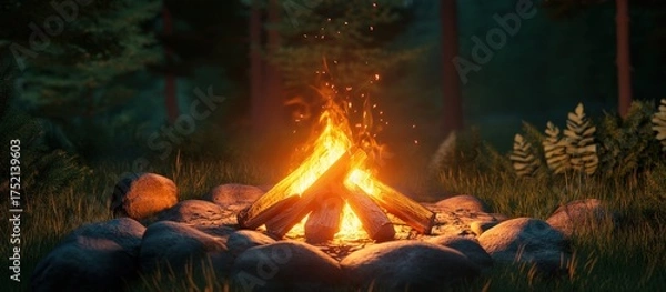 Fototapeta Campfire in the Forest