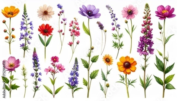 Obraz Creative layout made with beautiful red and white flowers on white background.