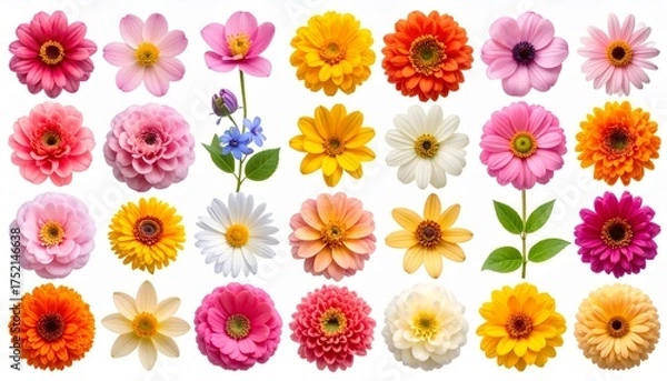 Obraz Single flowers collection, set isolated on transparent white background