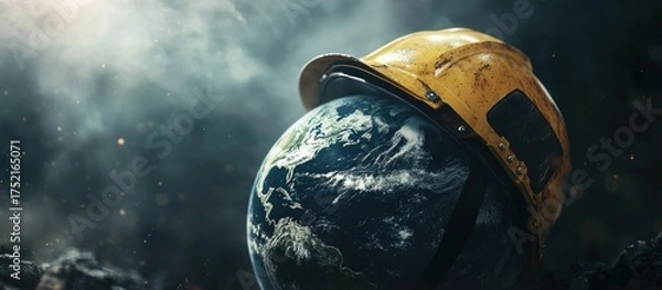 Fototapeta Earth in a Construction Helmet