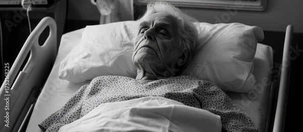 Fototapeta Elderly Person in Hospital Bed