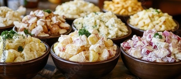 Fototapeta Assortment of Potato Salads