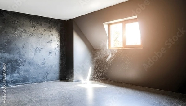 Fototapeta Minimal Room with Wooden Window and Sunbeam