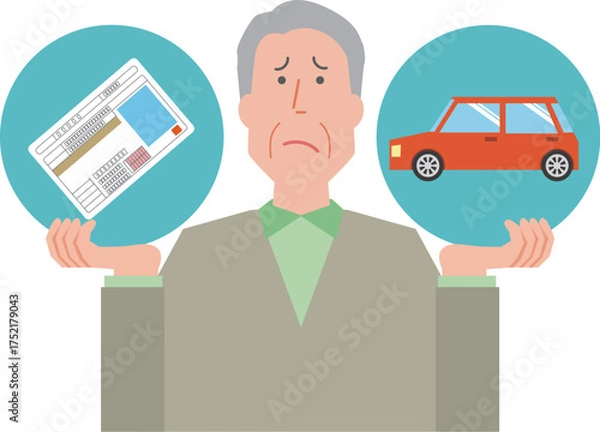 Obraz 運転免許の返納を考える高齢男性