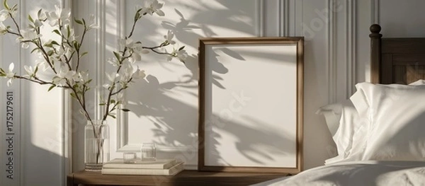 Fototapeta Minimalist Bedroom Interior with Empty Frame