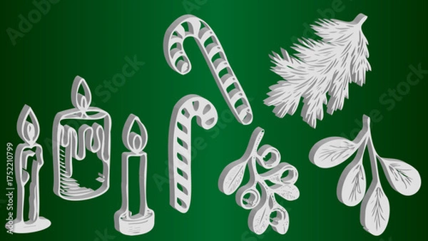 Fototapeta 3D Vector Applications of New Year's Symbols