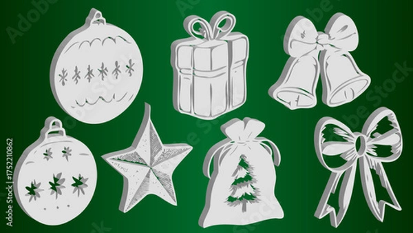 Fototapeta 3D Vector Applications of New Year's Symbols