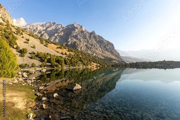 Fototapeta Beautiful view of Alauddin Lake in Fann mountains Tajikistan