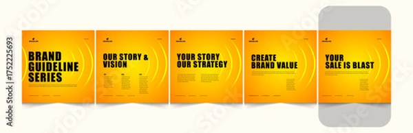 Fototapeta How to Build a Brand Instagram & LinkedIn Carousel Template Set – Editable Social media Carousel Post Design, Step by step guide to write Building Business Banner Layout