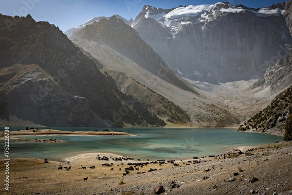 Fototapeta Amazing view of Koulikalon Lake in Fann mountains Tajikistan