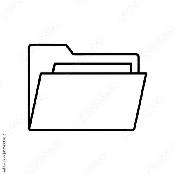 Obraz Open folder outline with documents on transparent background
