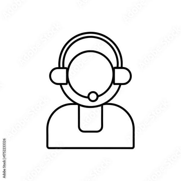 Obraz Person with headset outline icon on transparent background