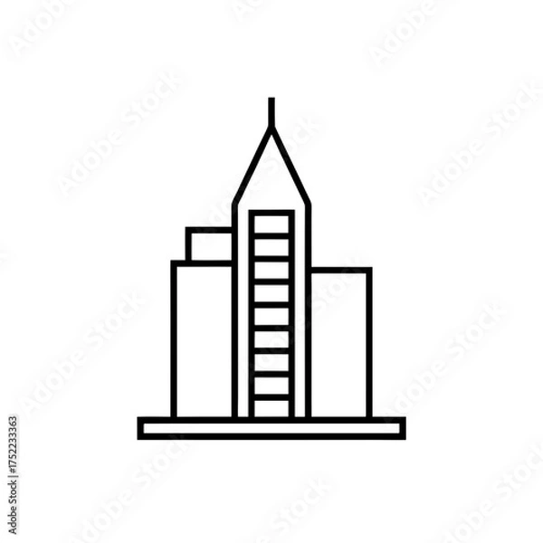 Obraz Simple building outline illustration on transparent background