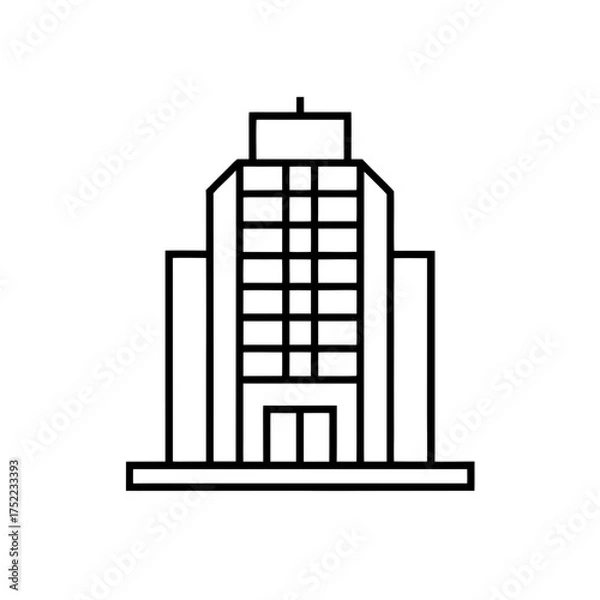 Obraz Simple building outline illustration on transparent background