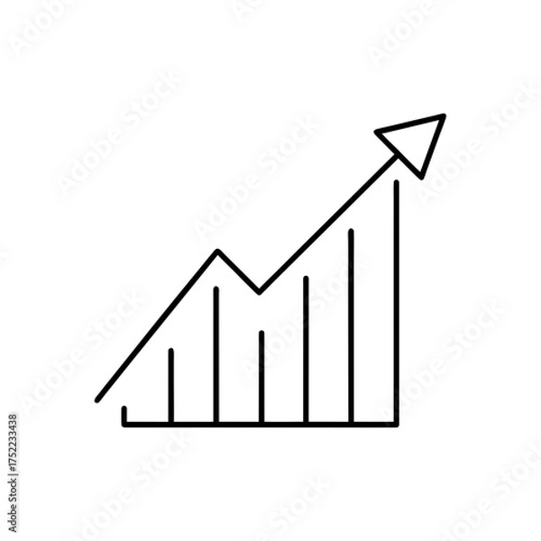 Obraz Line graph showing upward direction on transparent background