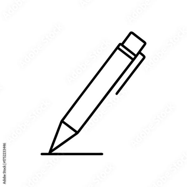 Obraz Simple outline drawing of a pen on transparent background