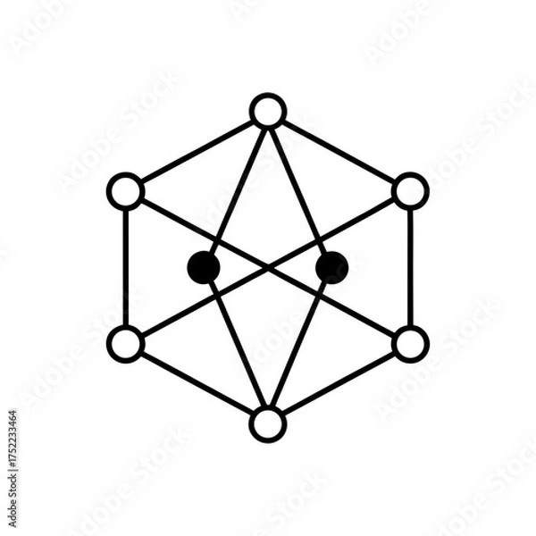 Obraz Geometric figure with lines and dots on transparent background