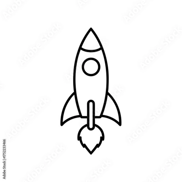 Obraz Outline drawing of a space rocket on transparent background