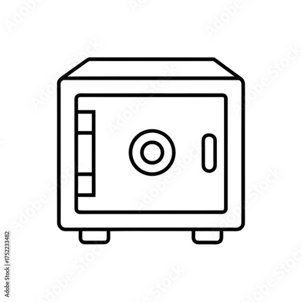 Obraz Outline drawing of a closed safe on transparent background