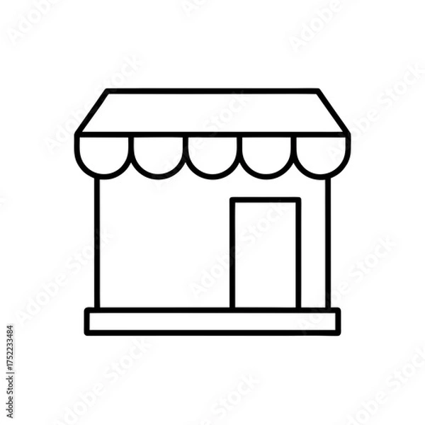 Obraz Outline drawing of a shop facade on transparent background