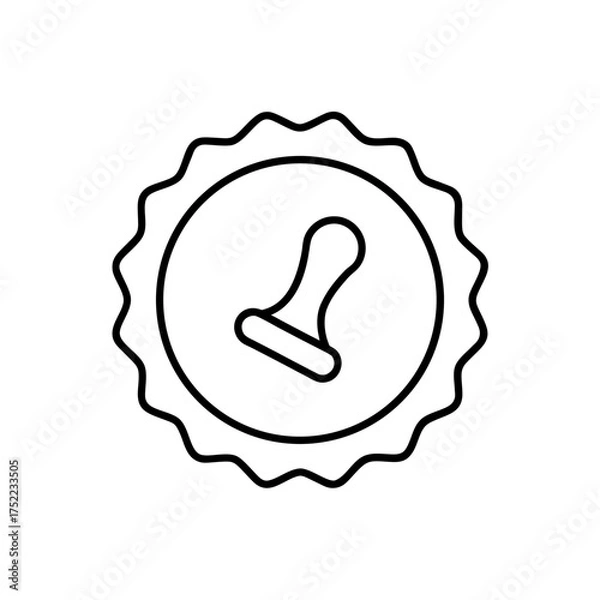 Obraz Outline stamp inside scalloped circle on transparent background
