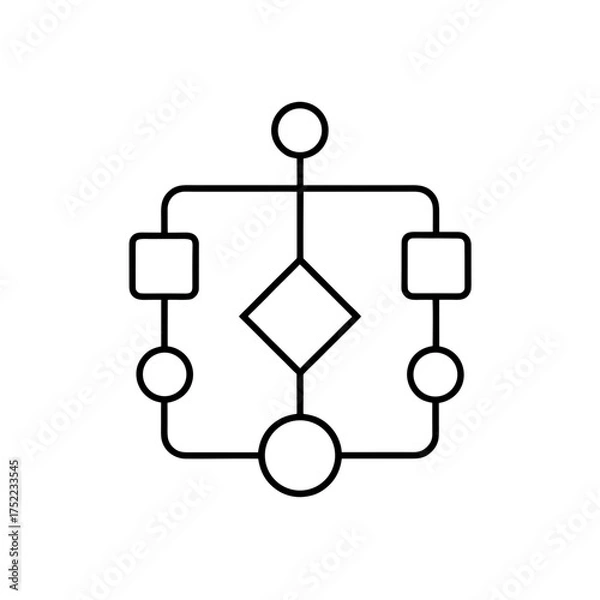 Obraz Flowchart diagram with basic shapes on transparent background